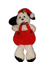 Dog Christmas Stocking Vintage Plush Puppy Santa’s Best Pant Pockets Overalls - $18.00