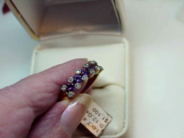 14K Yellow Gold  5 Amethyst 12 Diamond Band  Ring Sz 9 1.00ct New Tag $1100 - £457.74 GBP