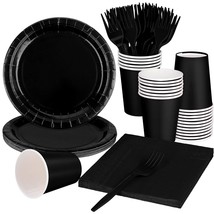 Serves 24 Complete Party Supplies 9 Inch Dinner Paper Plate Paper Cups Napkins F - £31.16 GBP