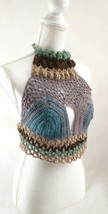 halter crop top Handmade beach summer colorful boho crochet knit - $38.61