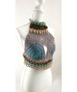 halter crop top Handmade beach summer colorful boho crochet knit - $52.57 CAD