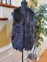 Topshop  Fur Black Fringe Detail Vest sz 8 - £45.03 GBP