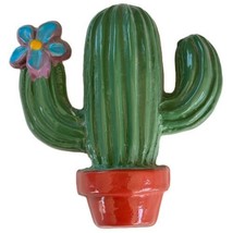 Vintage resin Sauro Cactus Pruple Flower Potted Magnet 3.5 x 3 inches - $14.84