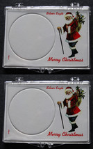 2 Edgar Marcus Silver Eagle Snaplock Case Coin Holder 2X3 Santa Merry Ch... - $9.49
