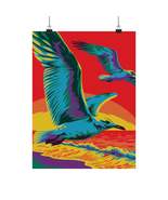 Vibrant Bird Escape Matte Vertical Poster - Colorful Shoreline Decor - $494.09 MXN