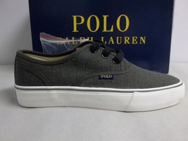 Polo Ralph Lauren Size 8 M Morray Gray Vintage Burlap Sneakers New Mens Shoes - $98.01