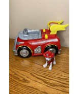Paw Patrol Mighty Pups Deluxe Vehicle Marshall Fire Truck with Lights Ni... - £14.89 GBP