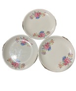 3 Paden City Pottery ROSALEE 6.5&quot; Bread &amp; Butter Plates, Floral, Gold Tr... - $19.14 CAD