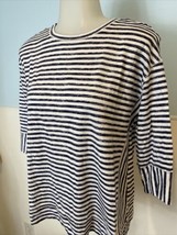 Westbound Petites White and Navy Striped 3/4 Sleeve T Shirt Size PM - £9.89 GBP