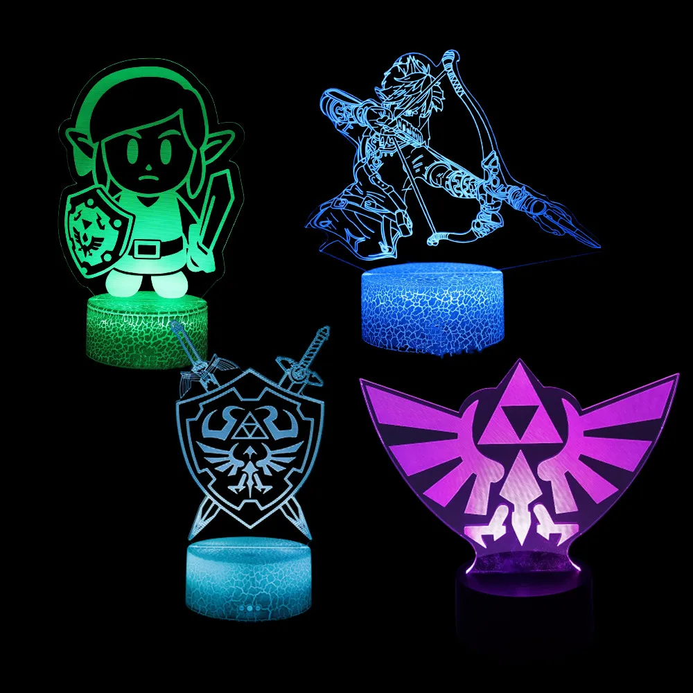 Zelda Night Lights 3D Anime Figure Lamp Link Breath of the Wild Lighting Legends - £12.98 GBP+