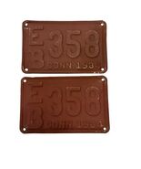 Vintage 1934 Connecticut License Plate Pair EB 358 Brown Embossed Matchi... - $62.10