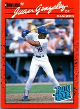 1990 Donruss Juan Gonzalez #33 Rated Rookie Texas Rangers ROOKIE RC - $1.77