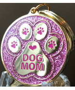Dog Mom Keychain Pink Glitter Pawprint Heart Design Gold Plated A True Friend - $11.99