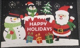 Kitchen Printed Rug(20x32&quot;)CHRISTMAS Characters,Santa,Snowman,Owl,Happy Holidays - £19.89 GBP