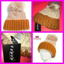 Women&#39;s Kyi Kyi Canada Handmade Two Tone Knit Faux Fur Pom Ski B EAN Ie Hat - $19.79