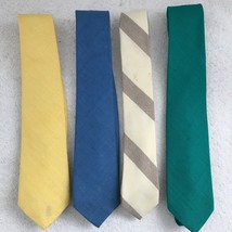 Vintage Mens Lot Of Neckties Ties Lot Of 4 100% Linen 100% Wool Colorful FLAWED - £18.57 GBP