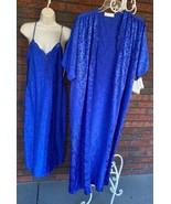 Vintage Dead Stock 2 Piece Extra Small Blue Nightgown Robe Spaghetti Str... - $71.25