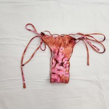 Bikini Bottoms High Rise Pink Floral Women&#39;s Medium Side Ties - £7.43 GBP