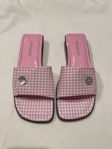 AEROSOLES Womens Sandals Size 6.5 Pink White Checkered Slides - £22.13 GBP