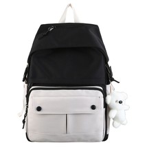 Female Fashion Panelled Design Casual Backpack 2022 Laptop Backpack Canvas Trave - £30.31 GBP