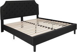 Black Fabric Brighton King Size Tufted Upholstered Platform Bed By Flash - $506.94