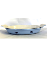 Vintage Dru Holland Blue Tulip Enameled Cast Iron Oval Baker Casserole Dish - €39,07 EUR