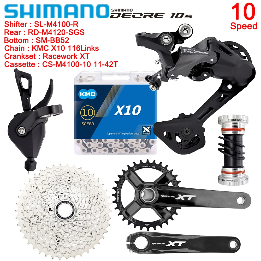 Shimano Deore 1X10 Speed Complete Kit For Mtb Bike M4100 M4120 Groupset Kmc Chai - £435.87 GBP