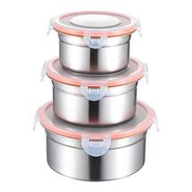 Round 3pcs Set Seal Bowls Crisper Case Food Savers Cases Bento Boxes Lunch Boxes - £23.45 GBP