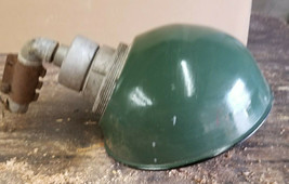 VINTAGE ENAMEL GREEN PORCELAIN LIGHT ANGLED LAMP SHADE INDUSTRIAL  Factory - £362.05 GBP