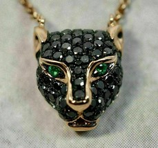 3Ct Simulated Diamond Panther Pendant 18&quot; Chain 14K Yellow Gold Plated Silver - £150.00 GBP