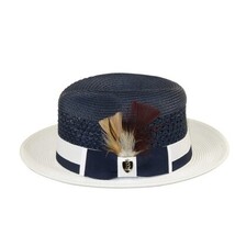 Men's Bruno Capelo Belvedere 2-Tone Straw Style Fedora Hat BD967 Navy/white image 6
