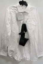 Bespoke White Black Silver 3-piece Shirt Set Tie Size:L 16-16.5, 34/35 124d JS - £12.93 GBP