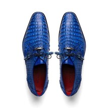Men's Shoes genuine caiman crocodile dress derby Lacio Electric Blue image 5