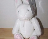Carters Plush White pink flower ears feet Bunny Rabbit Rattle baby toy w... - $13.50