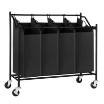 4-Bag Laundry Cart Sorter, Rolling Laundry Basket Hamper, With 4 Removable Bags, - £72.75 GBP