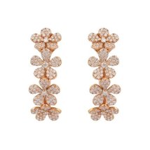 18K Solid Rose Gold Floral Diamond Earrings - £2,461.08 GBP