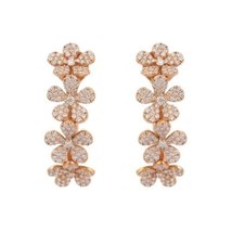 18K Solid Rose Gold Floral Diamond Earrings - £2,453.97 GBP