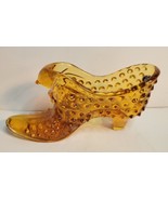 Fenton Amber Hobnail Glass Shoe with Heel, Cat&#39;s Head &amp; Paws - $19.00