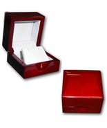 Cherry Rosewood Solid Red Wood Leather Earring Pendant Jewelry Box - £11.85 GBP