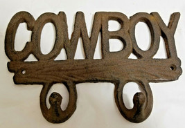 Cast Iron Metal COWBOY Hook Outdoor/Indoor Wall Hanging Decor 8&quot; Wide - £22.77 GBP