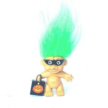 Russ troll vtg halloween mask pinback button pin green fuzzy hair pumpkin bag - £11.86 GBP