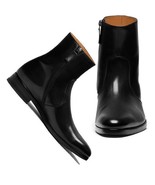 Men Side Zipper Leather Boot Ankle High Leather Boot Dress Black Leather... - $179.99