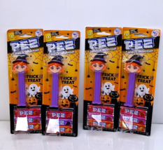 Halloween PEZ Candy Dispenser Witch 3 Flavored Candies Trick or Treat Lot of 4 - $29.60