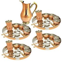 Set of 4 Dinnerware Traditional Stainless Steel Copper Dinner Set of Thali Plate - £657.06 GBP