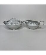 Noritake Belmont 5609 China Creamer &amp; Sugar Platinum Silver - $378.09 MXN