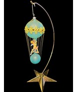 Dresden Glass Hot Air Balloon Ornament Aqua Angel Germany Lauscha Handblown - $1,473.20 MXN