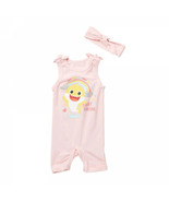 Baby Shark Romper 2 Piece With Headband Pink - £7.85 GBP