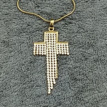 925 Sterling Silver Necklace Yellow Gold Plated Milor Italy Dangle Cross Pendant - £72.30 GBP