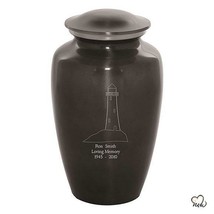 Large/Adult 200 Cubic Inch Custom Engraved Metal Lighthouse Cremation Urn - £167.47 GBP