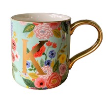 Anthropologie Floral Coffee Mug K Initial Gold Initial Bouquet Pretty Ce... - $189.16 MXN